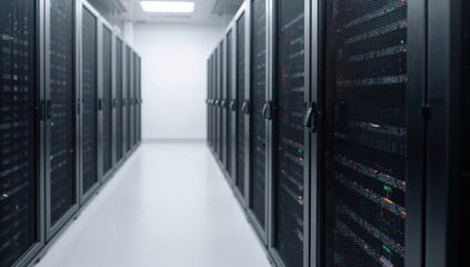 Servers arranged for a network setup, ensuring operational efficiency