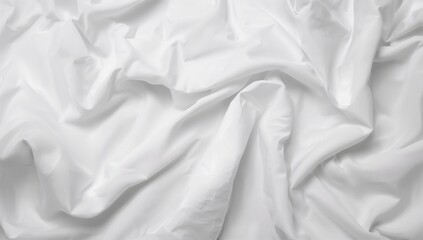Soft white fabric background featuring a textured, wrinkled surface, suitable for layout design