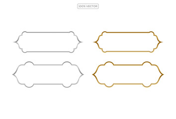 Islam frames.  shapes set vector illustration. Isolated collection of Muslim golden frames of different shapes