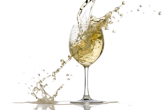 White wine poured into a glass. transparent background.. Rich. Luxury. Liquor. Marriage. Polyphenols.