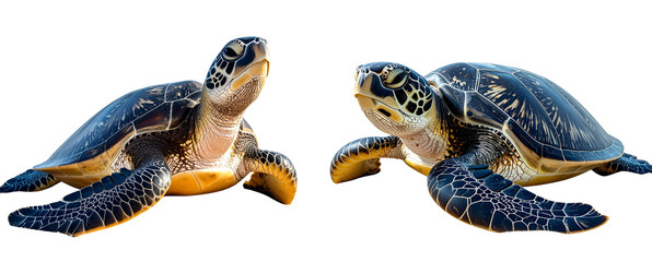Resting Sea Turtle with Textured Shell on Soft Sand Dune – Wildlife Conservation Isolated