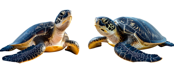 Resting Sea Turtle with Textured Shell on Soft Sand Dune – Wildlife Conservation Isolated