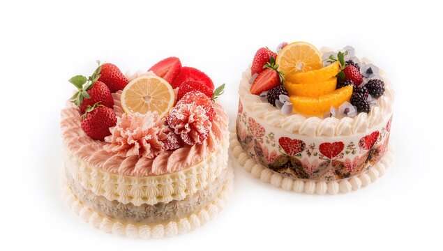 Two Tasty Cakes on a White Surface, appealing dessert options