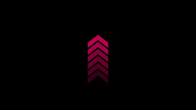 Pink chevron arrows pointing upwards on a black background direction