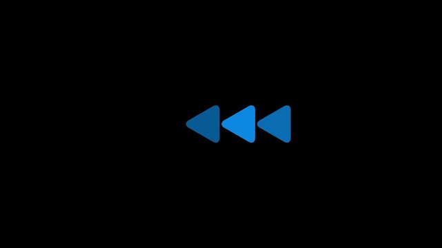 Four blue rewind arrows on a black background previous play