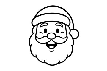 Cheerful Santa Claus head outline drawing wearing a Christmas hat for festive holiday design