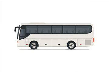 Modern white passenger coach bus side view for long distance travel and tourism
