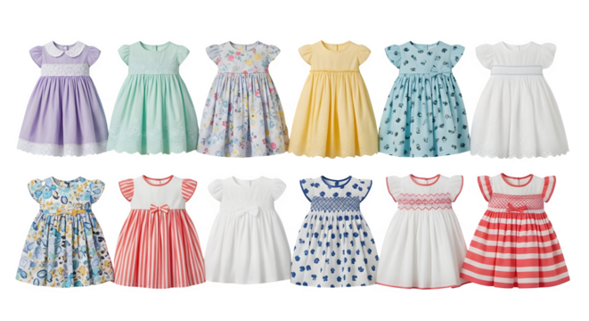 Collection of girls dresses, various styles