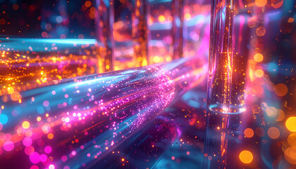 Digital Pathways: A mesmerizing visual journey through the intricate world of digital pathways, where vibrant streams of data pulse with energy, illuminating the essence of futuristic technology.