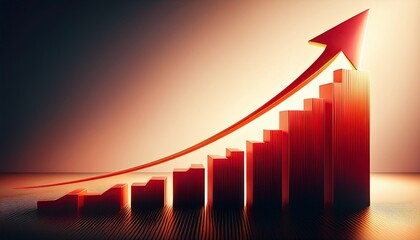 rising graph with red arrow showing growth and success