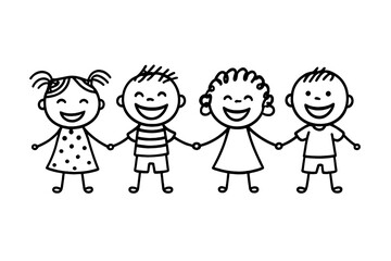 Fototapeta premium Happy children holding hands symbolizing friendship, unity, and childhood connection