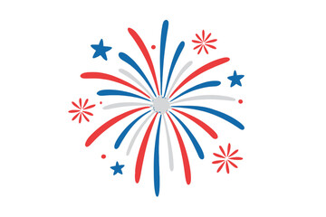 Obraz premium Vibrant patriotic red white and blue fireworks explosion for festive celebration