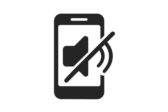 Mobile phone screen displaying silent mode notification symbol for user interface design