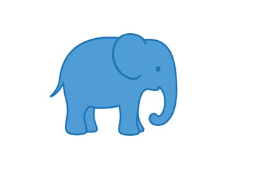 Simple blue cartoon elephant character standing sideways isolated on white