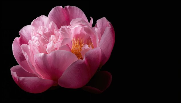 Peony flower against a dark backdrop, suitable for editorial header background