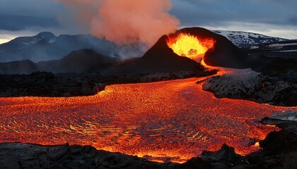 Naklejka premium molten lava flow