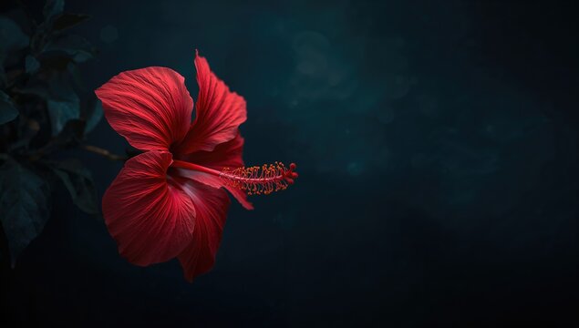 Vibrant red Hibiscus flower, symbolizing beauty and nature's allure