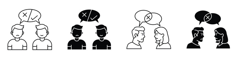 Disagreement icon in linear and clipart style pack on white background.