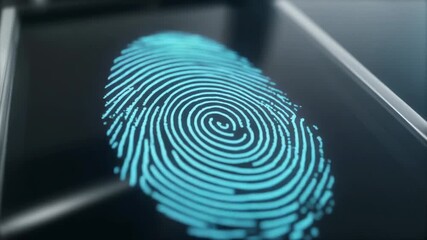 Fingerprint scanner authenticates identity on futuristic device screen
