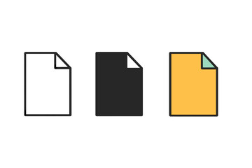 Three different colored paper with a black border. The yellow paper is on the right