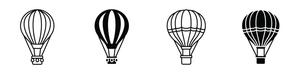 Obraz premium Hot air balloon icon in linear and clipart style pack on white background.