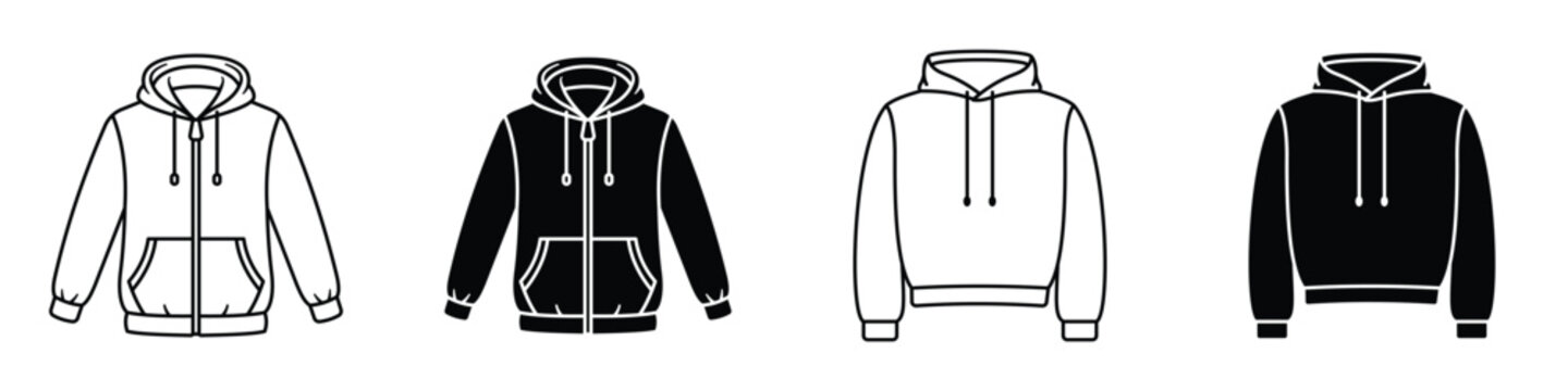 Hoodie jacket icon in linear and clipart style pack on white background.