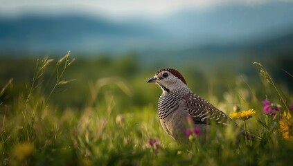 Close-up of a rain-soaked quail in its natural habitat, highlighting the importance of preservation