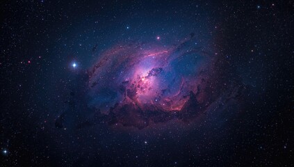 Naklejka premium Interstellar scene featuring a nebula and stars, showcasing cosmic beauty