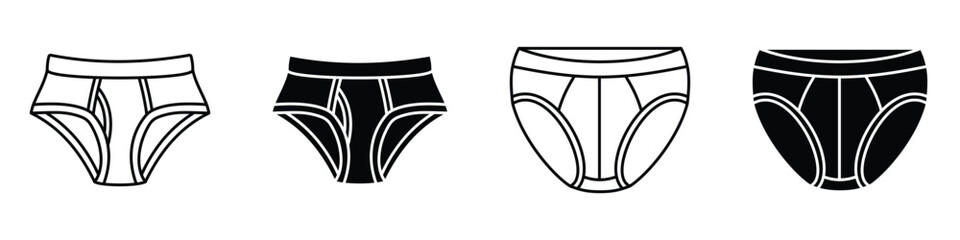 Mens Brief icon in linear and clipart style pack on white background.