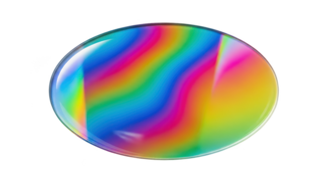 Vibrant rainbow swirl sphere isolated on transparent background