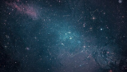 Intricate 2D rendering of the nocturnal sky, showcasing celestial patterns and stellar formations