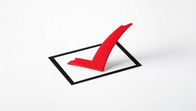 Red tick mark inside a checkbox, symbolizing approval in voting, rights and freedoms