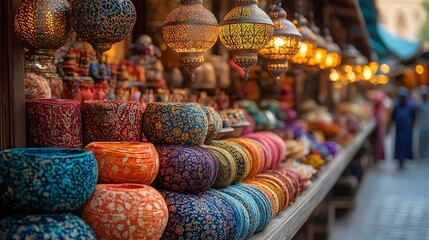 Colorful handmade crafts at a traditional market