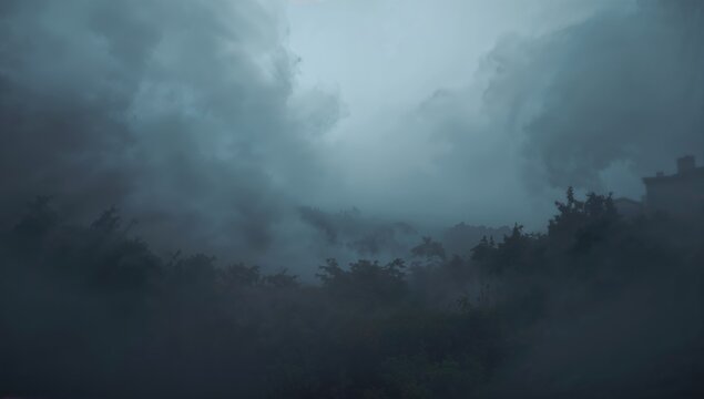 Misty landscape with soft hues, ideal for serene backdrop usage