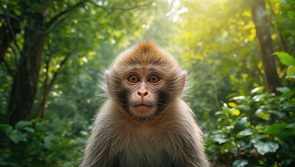 Obraz premium Monkey in a natural habitat, displaying playful behavior, focus on wildlife conservation