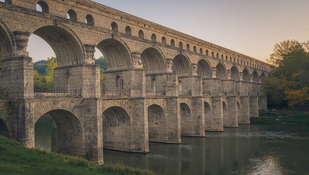The Pont du Gard, ancient Roman aqueduct showcasing impressive engineering, historical significance