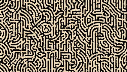 Seamless geometric design with beige and black lines, ideal for editorial backgrounds