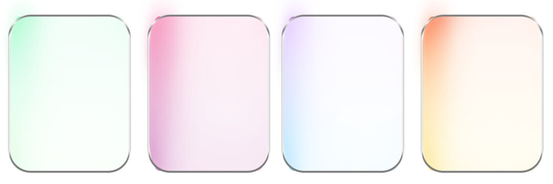 Colorful gradient glass frame user interface elements or blank app buttons png