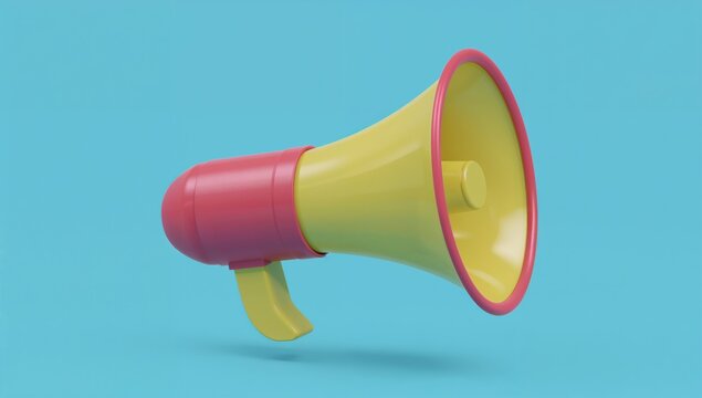 3D Cartoon Megaphone with Bell notification, effective communication tool, social media promotion - Powered by Adobe
