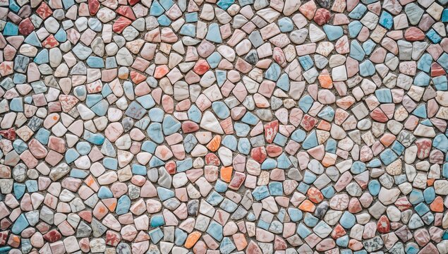 Colorful soft pastel Venetian mosaic as facade decoration, serves as a decorative background - Powered by Adobe