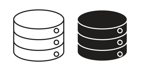 Database icons set isolated on white background flat vector illustration.