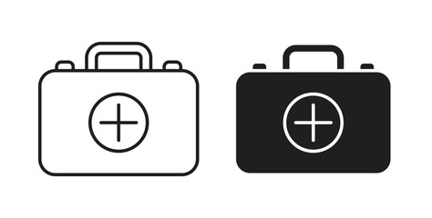 Doctor bag icons set isolated on white background flat vector illustration.