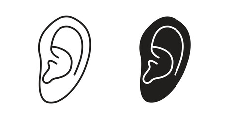 Ear icons set isolated on white background flat vector illustration.