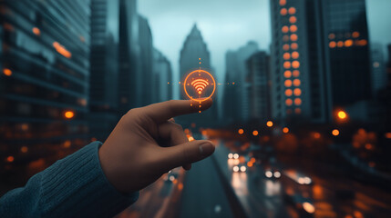 Seamless wifi connectivity in the city, a modern technology lifestyle for connected living with a strong signal and fast internet access anywhere