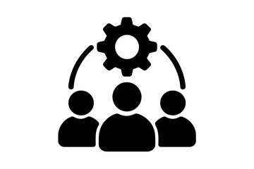 Group of people working with gear mechanism symbolizing collaboration and administration