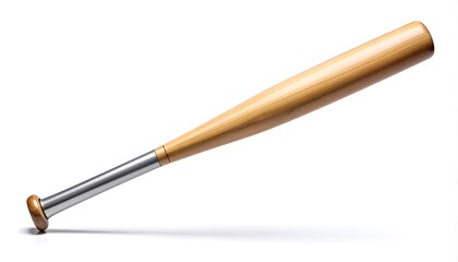 Hybrid baseball bat with metallic handle and wooden barrel on white background