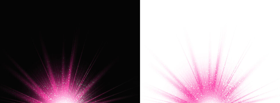 Vibrant pink sparkling light burst and starburst explosion effect