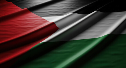 Waving Palestinian Flag with Textured Fabric and Dynamic Folds