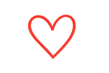 Simple red outline heart shape icon representing love, romance, and passion on a white background