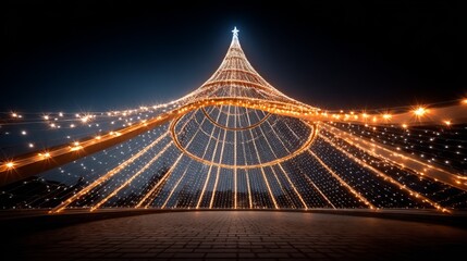 Obraz premium Christmas Light Display, dazzling and grand, festive outdoor decoration, at night in a city